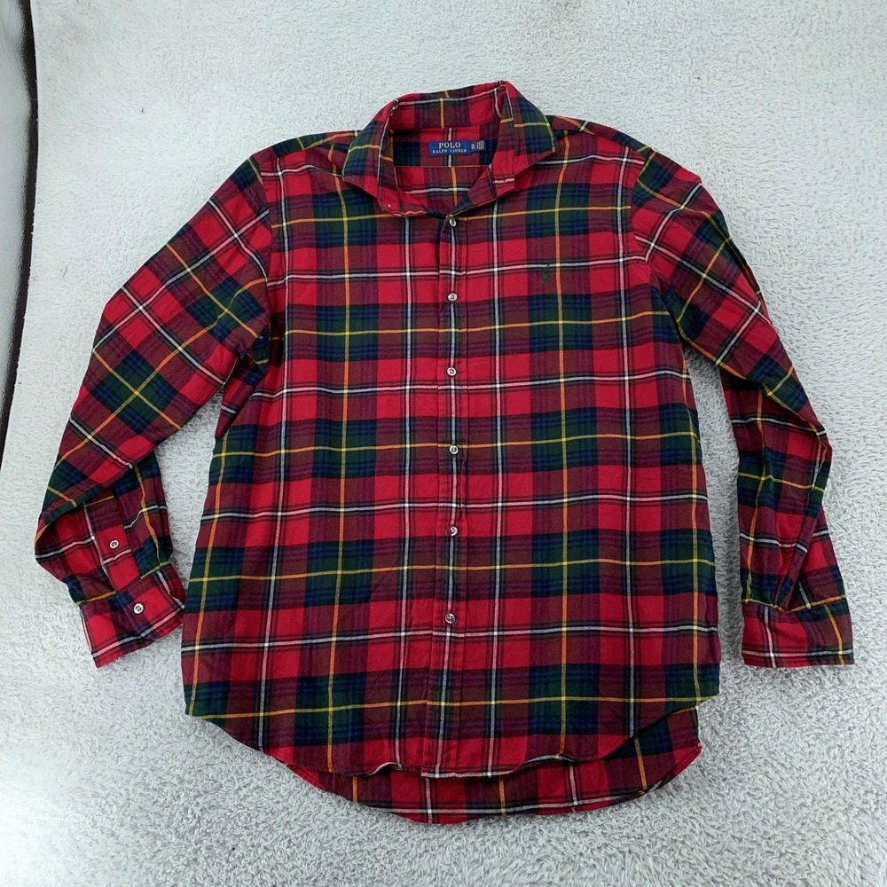 Polo Ralph Lauren Shirt Mens XL Red Plaid Tartan Button Down Long Sleeve Pony‎